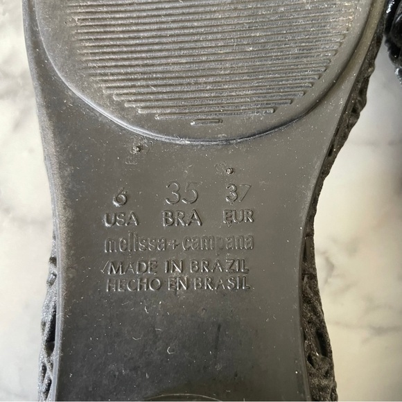 Melissa Campana Zig Zag Jelly Black Sparkle Ballet Flats US 6 - Picture 4 of 6